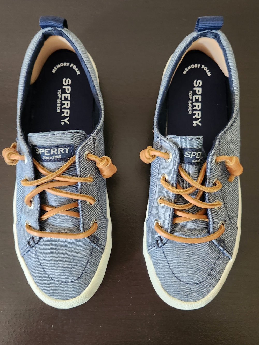 Sperry Top-Sider Blue Chambray Boat Shoes Memory Foam Women’s 5.5M